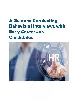 Behavioral Interview Guide Early Career Job Candidates