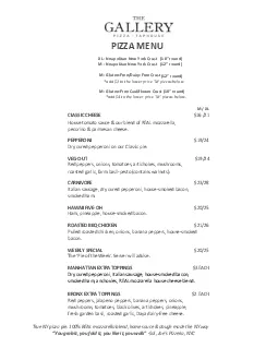 PIZZA MENU