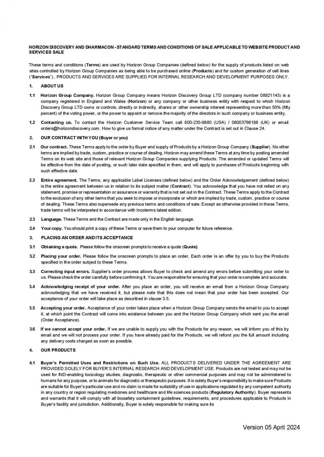 PDF-HORIZONDISCOVERY GROUP STANDARDTERMS AND CONDITIONSSALE APPLICABLE T