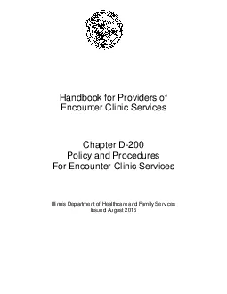 Handbook forProviders ofEncounter Clinic ServicesChapter Policy and Pr