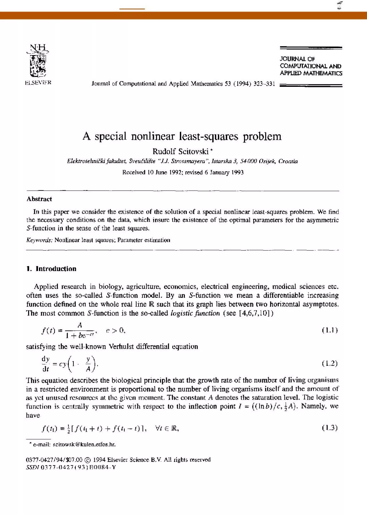 PDF-Nonlinear least squares Parameter estimationoften uses the socalled S