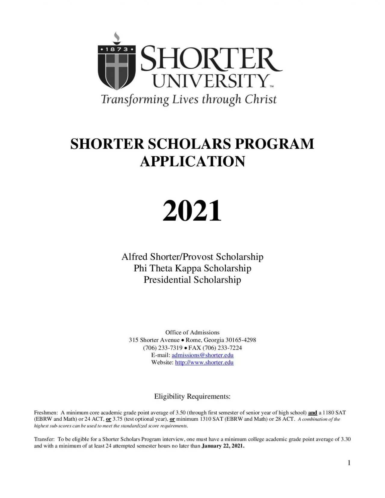 PDF-SHORTER SCHOLARS PROGRAM