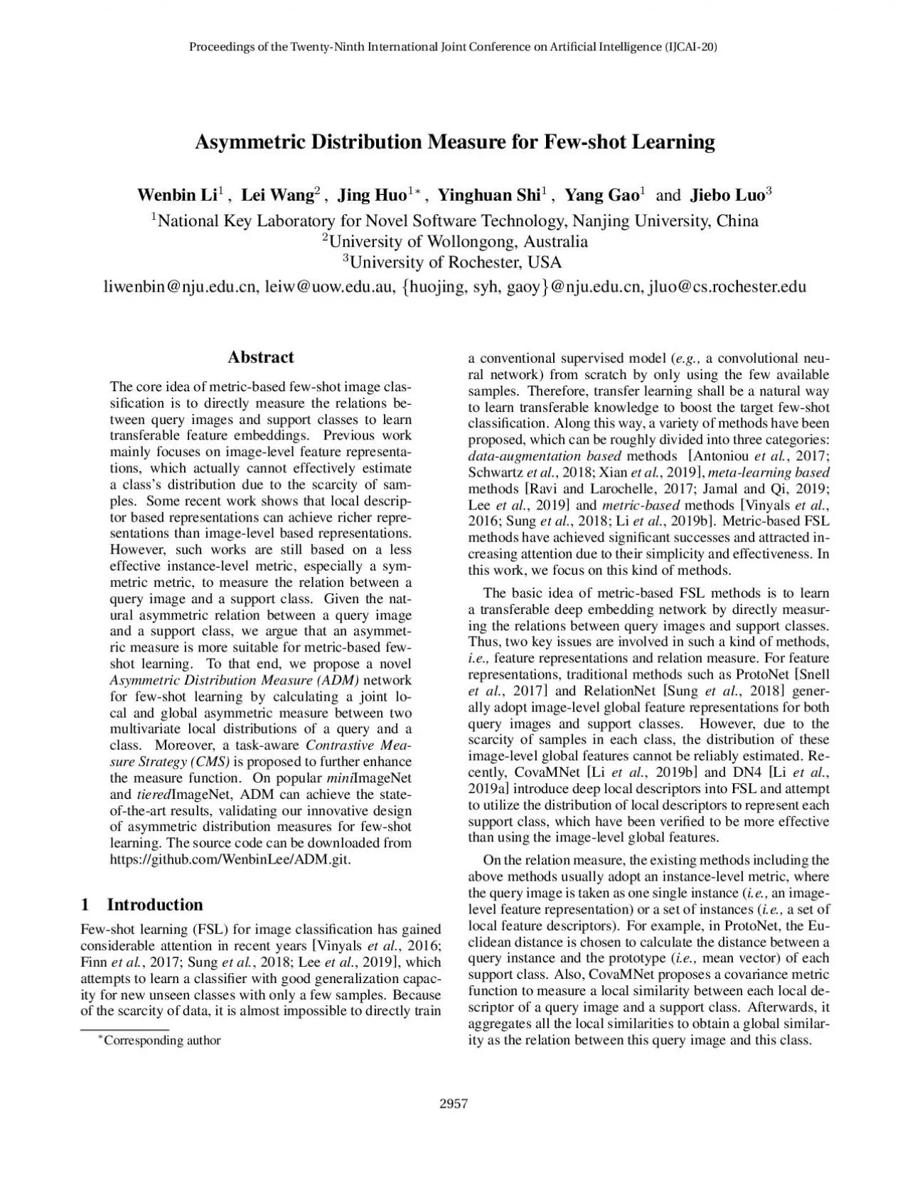 PDF-AsymmetricDistributionMeasureforFewshotLearningWenbinLiLeiWangJingHuo