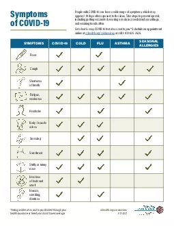 Symptoms of COVID19Testing will be at no cost to you  billed through