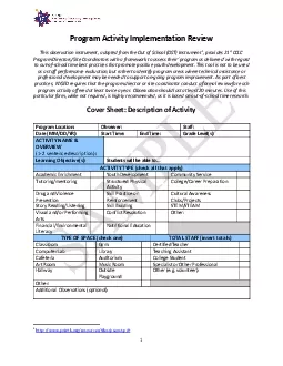 PDF-Program Activity Implementation ReviewThis observation instrument adap