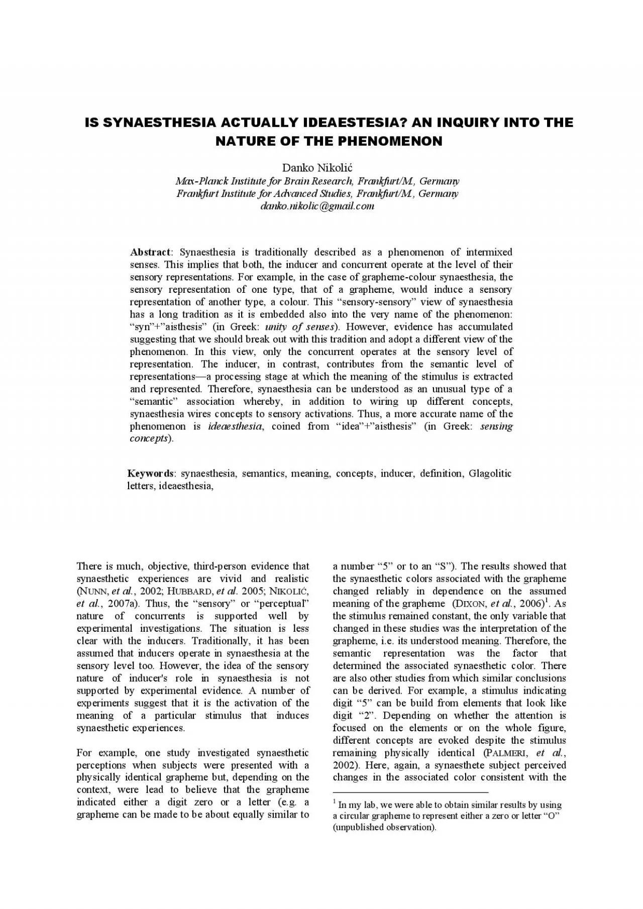 PDF-et al 2002 HUBBARD et alIKOLIet al 2007a Thus the sensory or perceptua