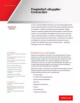 ORACLE DATA SHEET PEOPLESOFT eSUPPLIER CONNECTION FEATURES x Web based user interface