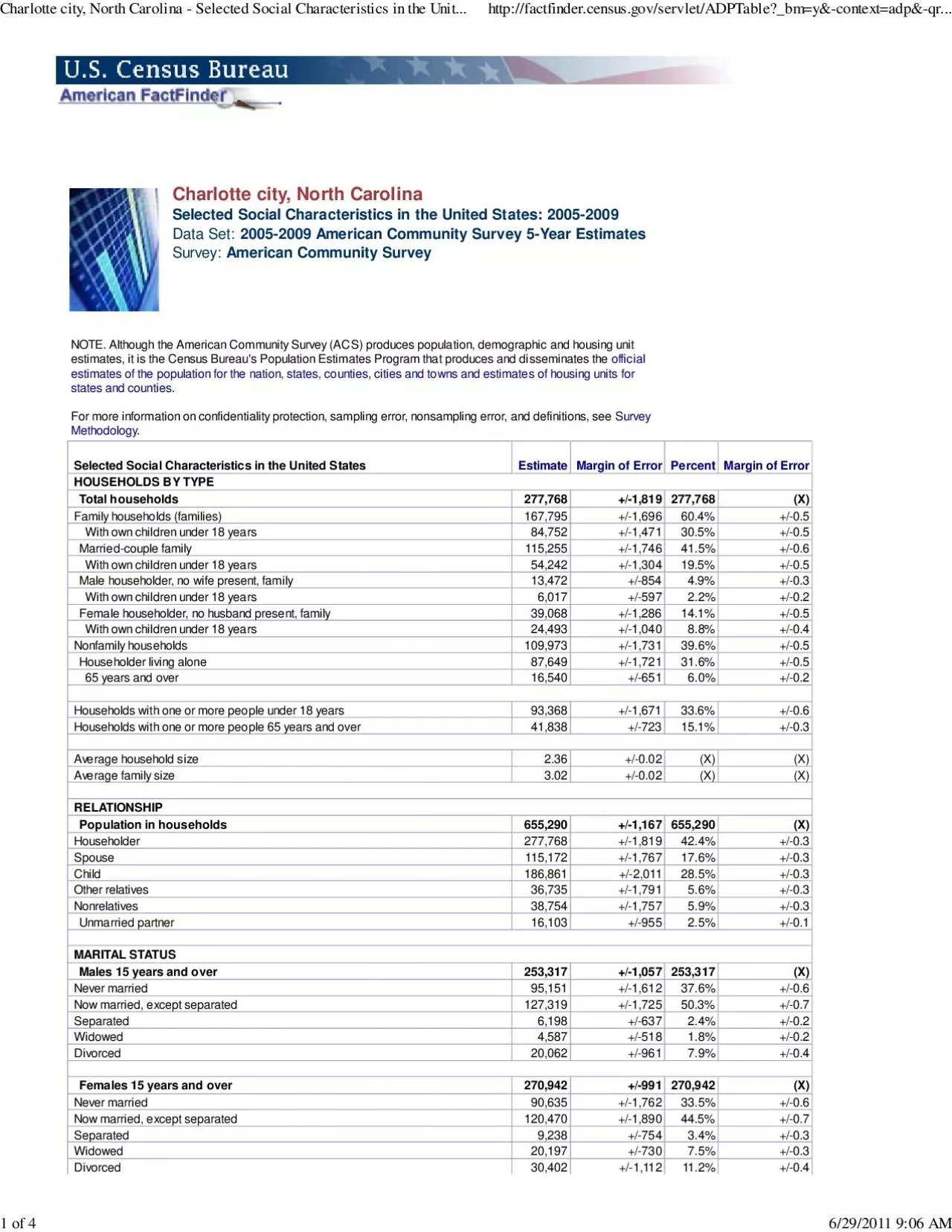 PDF-Charlotte city North CarolinaSelected Social Characteristics in the Un