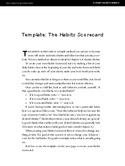 Template The Habits ScorecardHE HABITS SCORECARD is a simple method yo