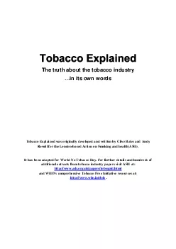 PDF-The truth about the tobacco industryin its own wordsTobacco Explained