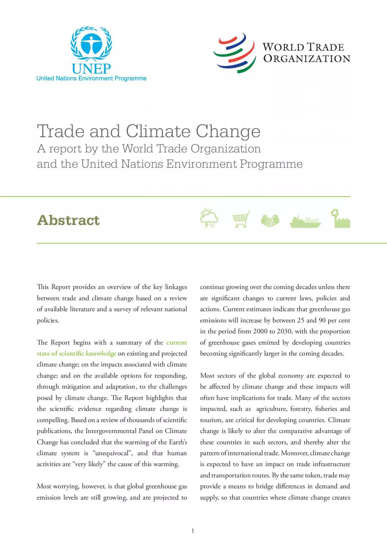 PDF-Trade and Climate ChangeA report by the World Trade Organization