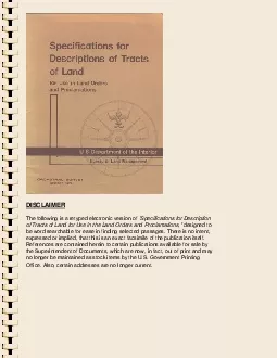 DISCLAIMERThe following is a retyped electronic version of Specificati