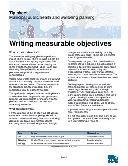 Page 1 Tip sheet Municipal public health and wellbeing planning Writin