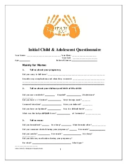 Initial Child  Adolescent Questionnaire