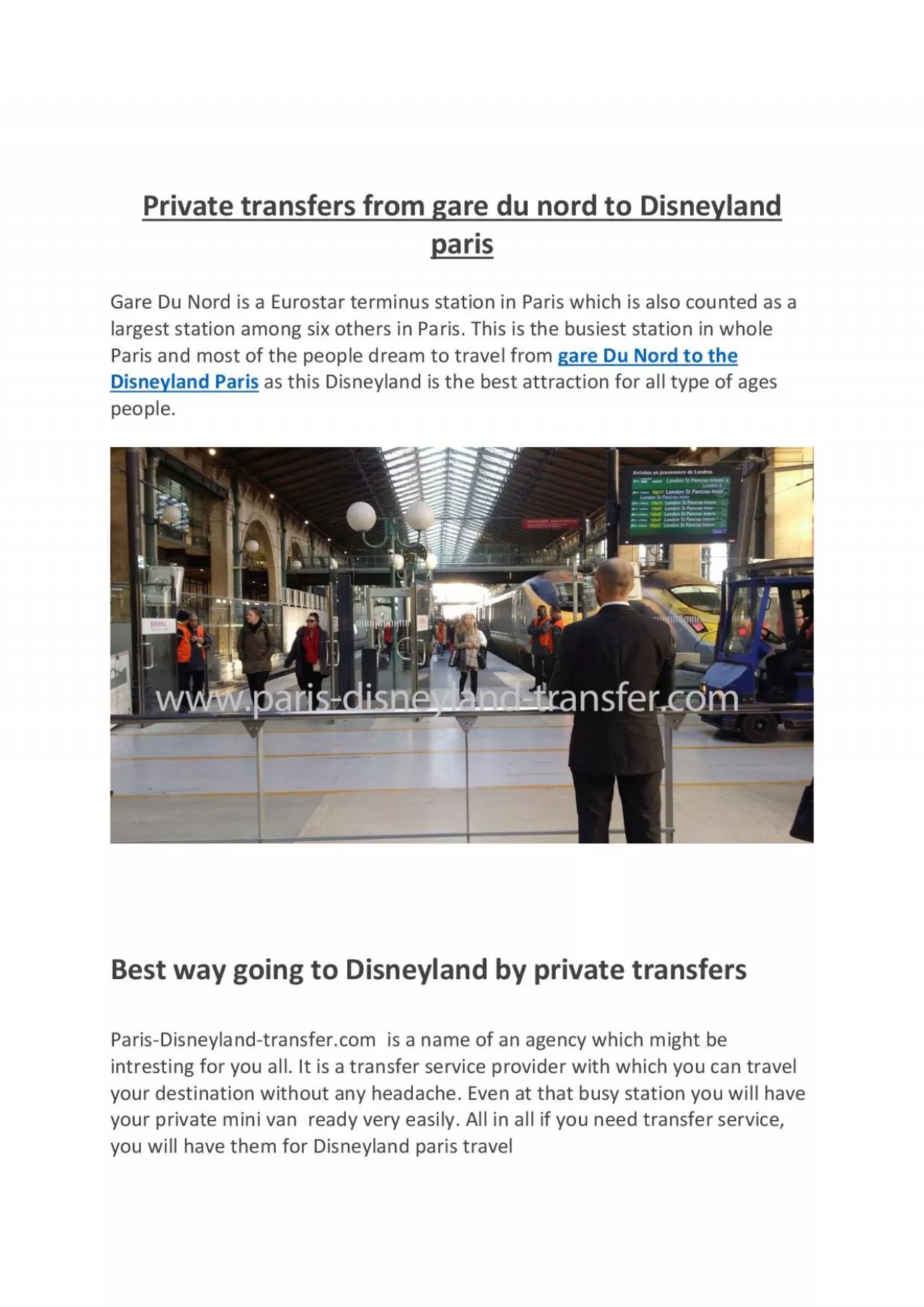 PDF-Private transfers from gare du nord to Disneyland paris