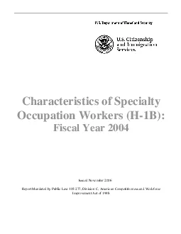 Characteristics of Specialty Occupation Workers H1B