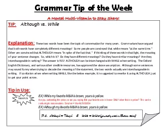 Grammar Tip of the Week