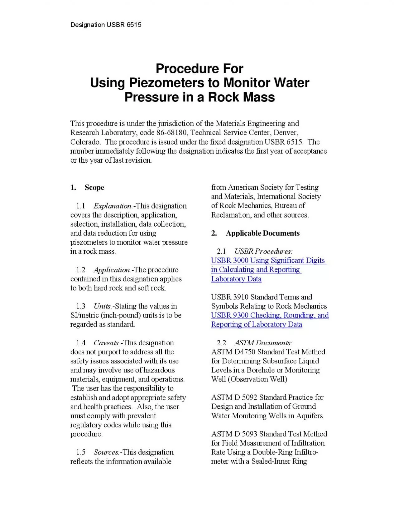 PDF-Colorado The procedure is issued under the fixed designation USBR 651