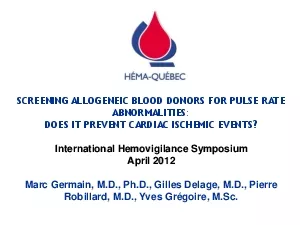 SCREENING ALLOGENEIC BLOOD DONORS FOR PULSE RATE