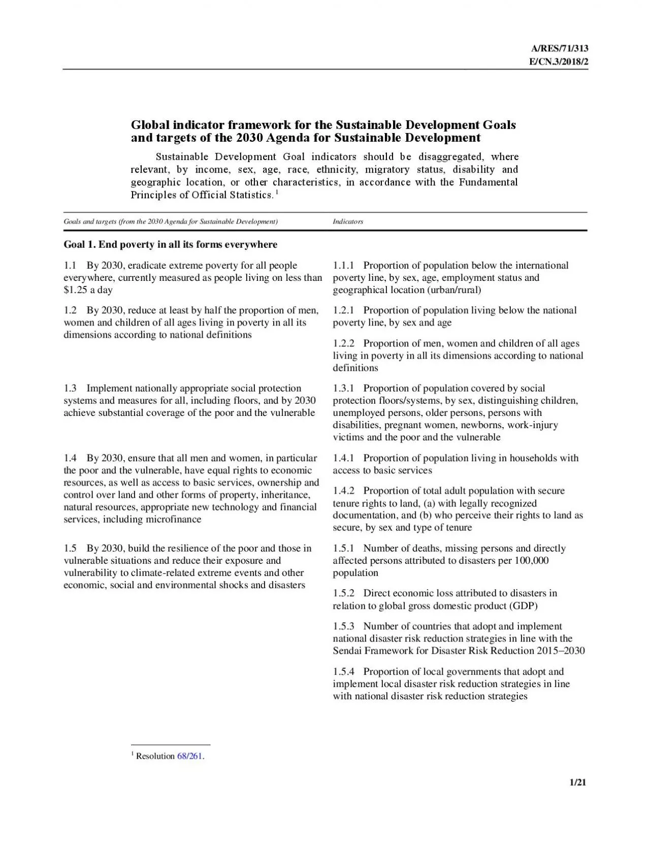 PDF-Global indicator framework for the Sustainable Development Goals