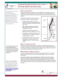 x0000x0000Understanding Spinal Cord Injury Part 1The Body Before and A