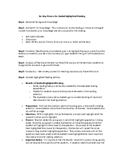 Six Step Process for Guided Highlighted Reading