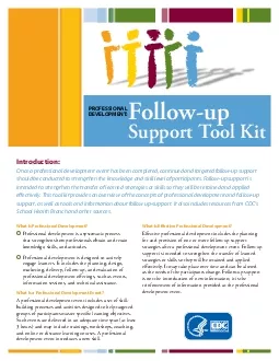 PROFESSIONAL DEVELOPMENT FollowupSupport Tool Kit