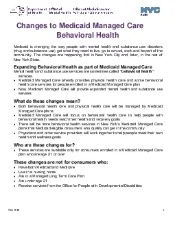 Changes to Medicaid Managed Care and Behavioral Health
