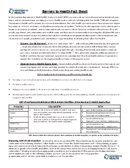 arriers to Iealth Fact Sheet