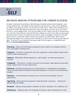 DECISION MAKING STRATEGIES FOR CAREER SUCCESScocurricular involvement