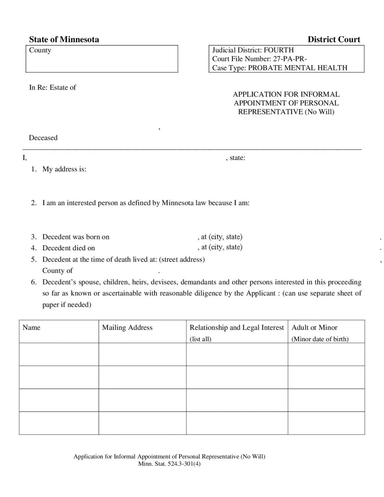 PDF-Application for Informal Appointment of Personal Representative No Wil