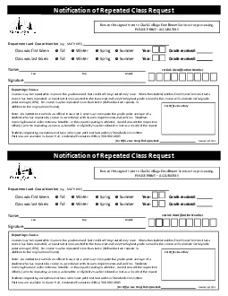 Notification of Repeated Class Request