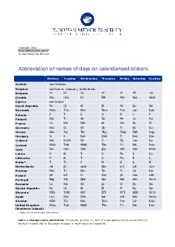 Human Medicines DivisionAbbreviation of names of days on calendarised