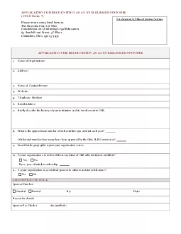 APPLICATION FOR RECOGNITION AS AN ESTABLISHED SPONSORCCLE Form 7Please