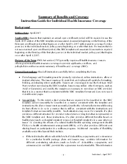 Summary of Benefits and CoverageInstruction Guide for Individual Healt