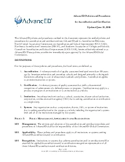 Page 1 of AdvancED Accreditation and Certification Policies and Proced