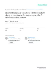 Filamentous phage infection crystal structure of gp in