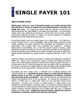 SINGLE PAYER 101