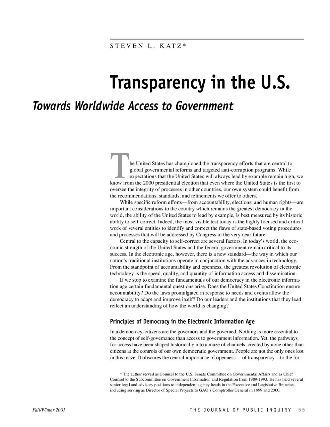 PDF-STEVEN L KATZTransparency in the USTowards Worldwide Access to Governm