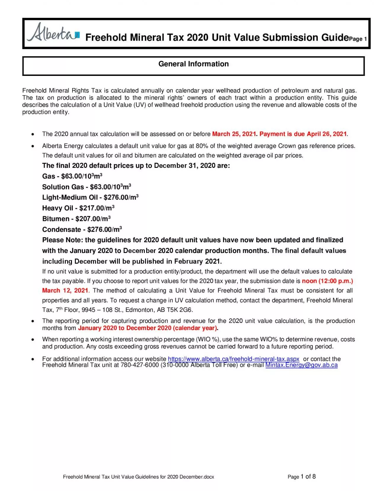 PDF-Freehold Mineral Tax 20 Unit Value Submission GuidePage 1