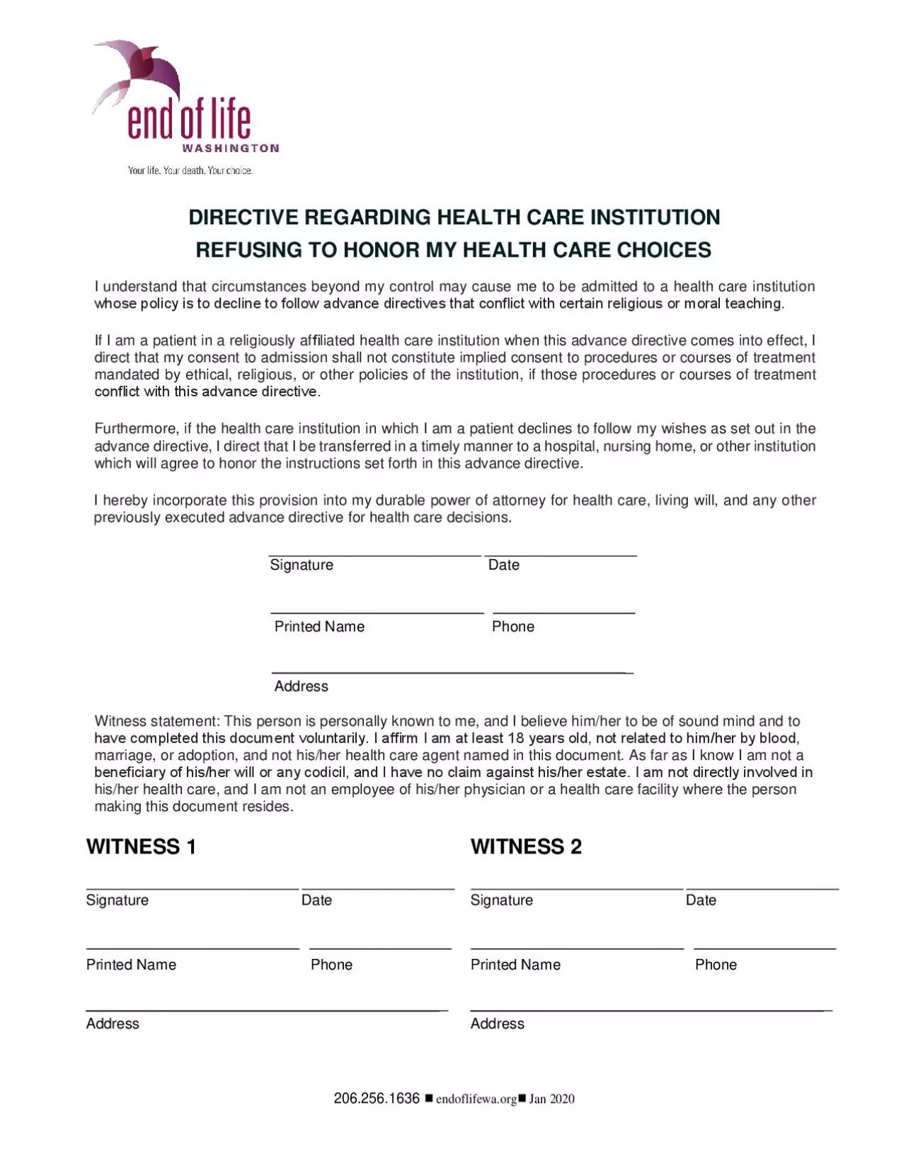 PDF-DIRECTIVE REGARDING HEALTH CARE INSTITUTION