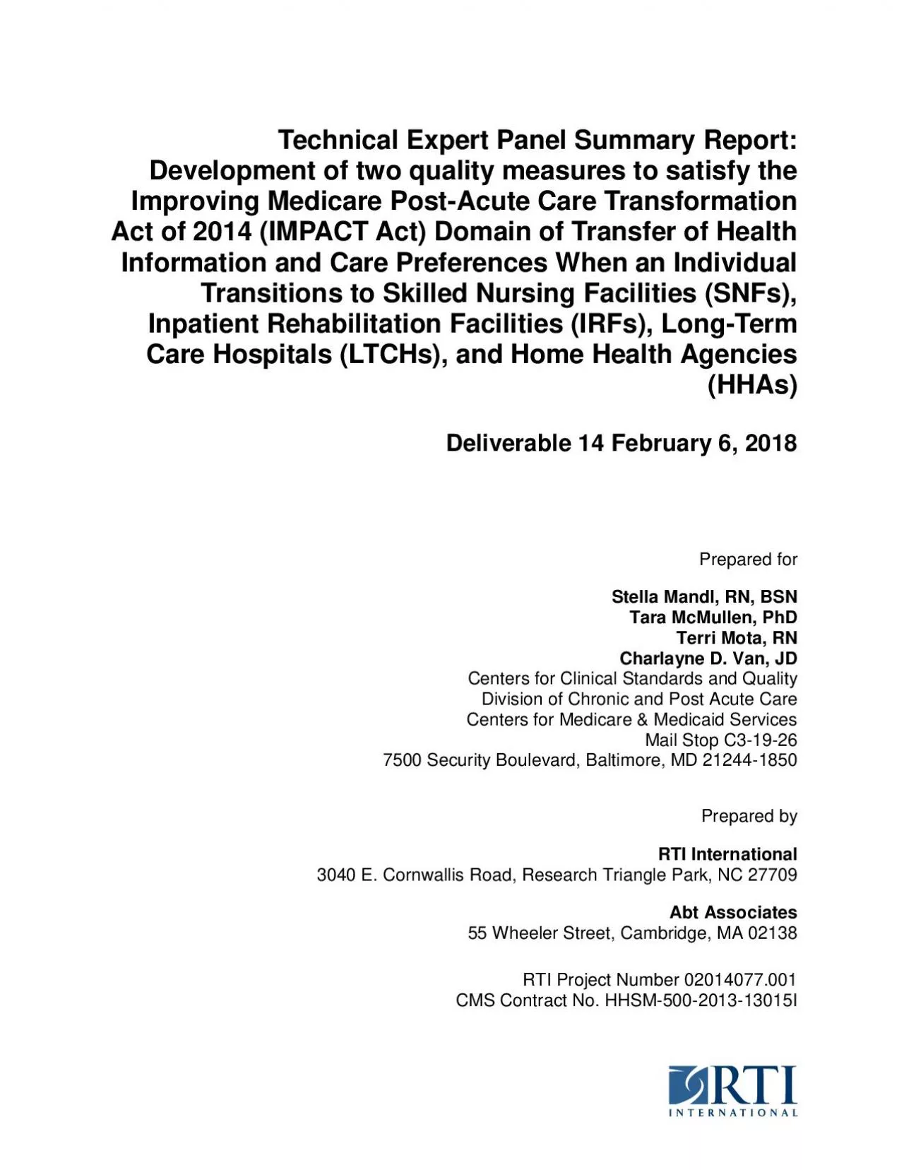 PDF-Technical Expert Panel Summary ReportDevelopment of two quality measur