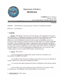 Department of DefenseMANUALNUMBER520001 Volume 3 February 24 2012 Inco