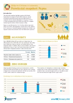 This provincial snapshot highlights priority childrelated Sustainable