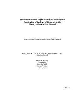 History of Indonesian Control  A paper prepared for the Indonesia Huma