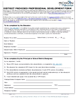 DISTRICT PROVIDED PROFESSIONAL DEVELOPMENT FORM