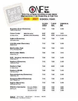 THE FOLLOWING SCHEDULE HAS BEEN