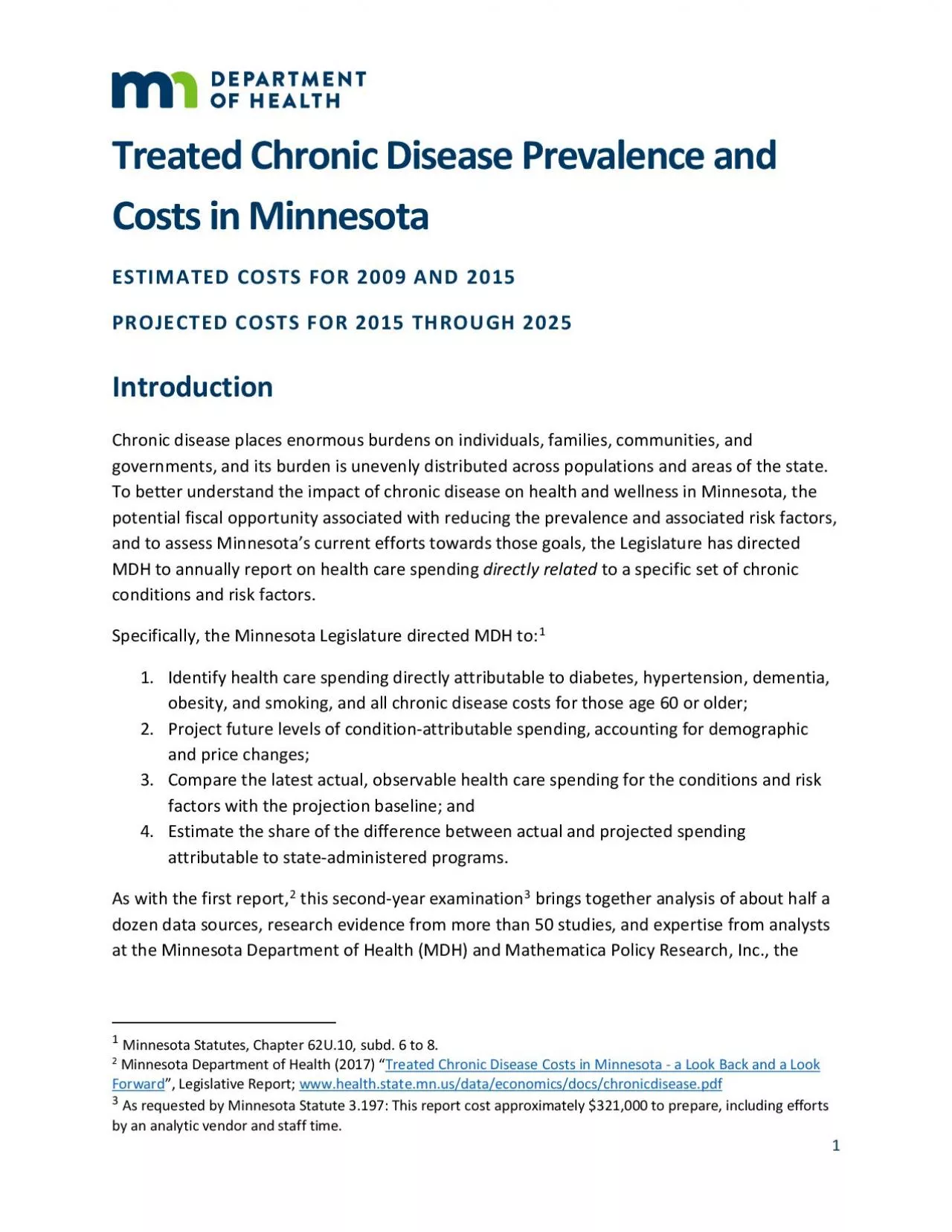 PDF-x0000x00001 Treated Chronic Disease Prevalence and Costs in MinnesotaE