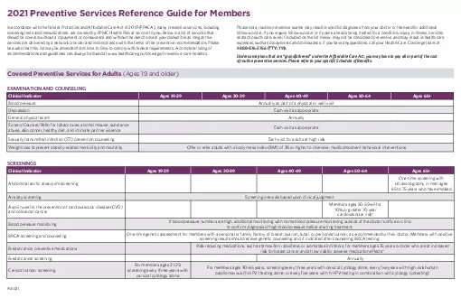 2021 Preventive Services Reference Guide for Members