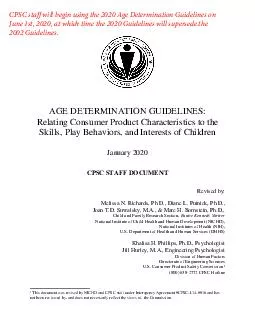 AGE DETERMINATION GUIDELINESRelating Consumer Product Characteristics